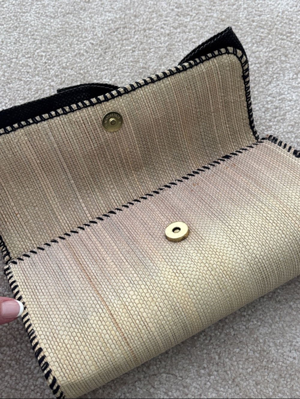 Mud Pie Cream and Black Bow Clutch Wristlet - Picture 4 of 10